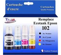 4 Cartouches Compatibles pour Epson EcoTank ET-15000, ET-2700 remplace Epson 102 -