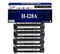 T3AZUR - 4X Toners compatibles avec 128A pour HP Laserjet Pro CP1525 CP1525 CP1525N CP1525NW CP1526NW CP1527NW CP1528NW - Magenta