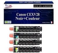 T3AZUR -4x Toners compatibles avec Canon CEXV28 pour Canon imageRUNNER Advance C5250 C5255 C5045i C5051C5051i Noir, Cyan, Magenta, Jaune