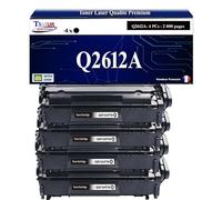 T3AZUR -4X Toners compatibles avec HP Q2612A (12A) pour HP Laserjet 1010, 1012, 1015, 1018, 1020, 1022, 1022N, 1022NW, 1028, 108SE