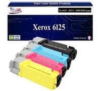 T3AZUR -4x Toners compatibles avec Xerox Phaser 6125 (Noir + Couleur) Noir, Cyan, Magenta, Jaune