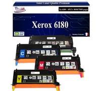 T3AZUR -4x Toners compatibles avec Xerox Phaser 6180, 6180DN, 6180MFP, 6180MFPD, 6180MFPN, 6180N Noir, Cyan, Magenta, Jaune