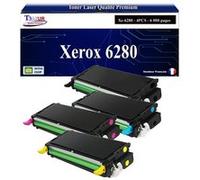 T3AZUR -4x Toners compatibles avec Xerox Phaser 6280, 6280VDN, 6280VN (Noir + Couleur) Noir, Cyan, Magenta, Jaune
