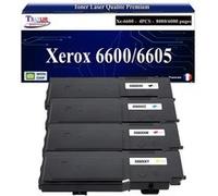 T3AZUR -4x Toners compatibles avec Xerox Phaser 6600, WorkCentre 6605 (Noir + Couleur) Noir, Cyan, Magenta, Jaune
