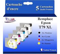 T3AZUR 5 Cartouches Compatibles pour Epson WF5110DW, WF5190DW, WF5690DWF remplace Epson T7911 T7912 T7913 T7914
