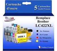 T3AZUR- 5x Cartouches compatibles avec Brother MFC-J5340DW, MFC-J5345DW, MFC-J5740DW, MFC-J6540DW, MFC-J6940DW, LC422XL Noir, Cyan, Magenta, Jaune G