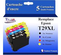 T3AZUR- 5X Cartouches Compatibles avec Epson 29XL 29 XL remplace Epson Expression Home XP-432 XP-435 XP-442 XP-445 XP-452 XP-455