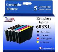 T3AZUR - 5 Cartouches Compatibles avec Epson 603 XL