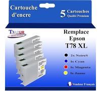 T3AZUR- 5X Cartouches Compatibles avec Epson T78XL T79XL remplace Epson Workforce Pro WF5110DW WF5190DW WF5620DWF WF5690DWF