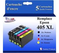 T3AZUR - 5x Cartouches compatibles avec Epson WorkForce Pro WF-3825DWF (2Noires + 1Cyan + 1 Magenta + 1 Jaune) G