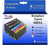 T3AZUR - 5x Cartouches compatibles avec Epson WorkForce Pro WF-C4810DTWF, 408, 408L, 408XL G