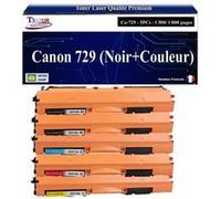 T3AZUR -5x Toners compatibles avec Canon 729 pour Canon LBP7010C, LBP7018C Noir, Cyan, Magenta, Jaune