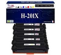 T3AZUR -5x Toners compatibles avec CF400X CF401X CF402X CF403X 201X pour HP Color LaserJet Pro MFP M274n M277dw M277n Noir + Couleur G