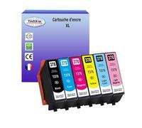 T3AZUR- 6X Cartouches Compatible avec Epson 37XL 37 XL remplace Epson Expression Photo XP-15000 HD XP-8500 XP-8505 XP-8600 XP-8605