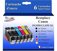 T3AZUR - 6X Cartouches compatibles avec Canon PGI-550 CLI-551 XL pour Canon Pixma IP8750 IX6850 MG6350MG7100 MG7150 MG7550