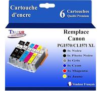 T3AZUR - 6X Cartouches compatibles avec Canon PGI-570XL CLI-571 XL pour Canon Pixma MG7751 MG7752 MG7753 TS8050 TS8051 TS8052 TS8053 TS9050 TS9055