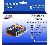 6 Cartouches compatibles avec Canon PGI-580, CLI-581 XL pour Canon Pixma TS705, TS8100, TS8150, TS8151, TS8152, TS8200, TS8240