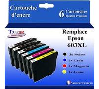 T3AZUR - 6x Cartouches compatibles avec Epson Expression Home XP-3100, XP-3105, XP-3150, XP-3155 G