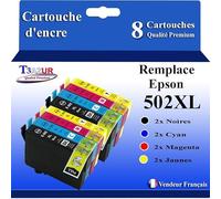 T3AZUR - 8 Cartouches Compatibles avec Epson 502XL pour Epson WorkForce WF2860DWF, WF2865DWF, WF2880DWF, WF2885DWF Noire, Cyan, Magenta, Jaune https://www.fnac.com/mp44787118/8-Cartouches-Compatibles-avec-Epson-WorkForce-WF2860DWF-WF2865DWF-WF2880DWF-WF2885DWF-remplace-Epson-502XL-T3AZUR/w-4?oref=d65e7159-ed73-06a7-02ba-b0a1c201d7e7