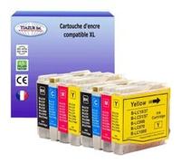 T3AZUR - 8x Cartouches compatibles avec Brother LC1000 XL pour Brother DCP-130C, DCP-135C, DCP-150C Noir, Cyan, Magenta, Jaune