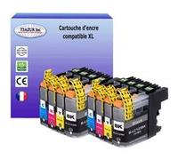 T3AZUR- 8x Cartouches compatibles avec Brother LC123XL pour Brother MFC-J470DW, MFC-J4710DW, MFC-J650DW,MFC-J6520DW Noir, Cyan, Magenta, Jaune