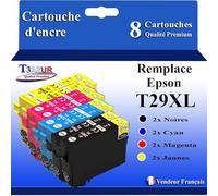 T3AZUR- 8X Cartouches Compatibles avec Epson 29XL 29 XL remplace Epson Expression Home XP-432 XP-435 XP-442 XP-445 XP-452 XP-455