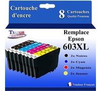 T3AZUR - 8x Cartouches compatibles avec Epson Expression Home XP-4100, XP-4105, XP-4150, XP-4155 G