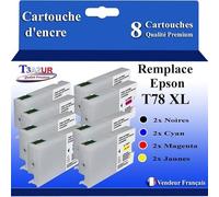 T3AZUR- 8X Cartouches Compatibles avec Epson T78XL T79XL remplace Epson Workforce Pro WF5110DW WF5190DW WF5620DWF WF5690DWF