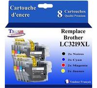 T3AZUR - 8x Cartouches d'encre compatibles avec Brother MFC-J5335DW, MFC-J5335DWF, MFC-J5730DW remplace Brother LC3217, LC3219 XL G
