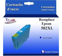 T3AZUR Cartouche Compatible avec Epson Expression Home XP-5150 XP-5100 XP-5155 XP-5105 Workforce WF-2860 WF-2865 WF-2880 WF-2885 502XL Cyan
