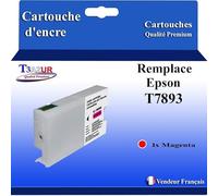 T3AZUR- Cartouche Compatible avec Epson T7893 T7913 remplace Epson Workforce Pro WF5110DW WF5190DW WF5620DWF WF5690DWF Magenta