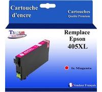 T3AZUR - Cartouche compatible avec Epson WorkForce Pro WF-3820DWF, WF-3825DWF, WF-4820DWF, WF-4825DWF, WF-4830DTWF, WF-7310DTW, WF-7830DTWF, WF-7835DTWF, WF-7840DTWF, 405 XL (série Valise ) - Magenta 