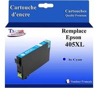 T3AZUR - Cartouche compatible avec Epson WorkForce Pro WF-3820DWF, WF-3825DWF, WF-4820DWF, WF-4825DWF, WF-4830DTWF, WF-7310DTW, WF-7830DTWF, WF-7835DTWF, WF-7840DTWF, 405 XL (série Valise ) - Cyan G