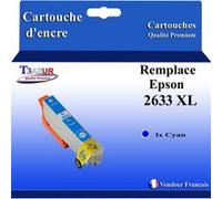 Cartouche Compatible avec Epson XP-800, XP-810, XP-820 remplace Epson T2632 Cyan - T3AZUR