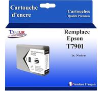 T3AZUR Cartouche Compatible pour Epson WF5110DW, WF5190DW remplace Epson T7901 / T7911 (79XL) Noire