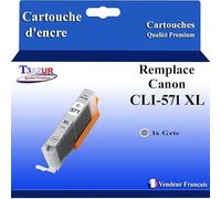 T3AZUR - Cartouche compatibles avec Canon CLI571XL CLI-571 XL pour Canon Pixma MG7751 MG7752 MG7753 TS8050 TS8051 TS8052 TS8053 TS9050 TS9055 - Gris