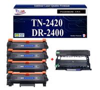 T3AZUR - Kit Tambour+ 4 Toners compatibles avec Brother TN2420 DR2400 pour Brother MFC-L2710DN, MFC-L2710DW, MFC-L2712DN, MFC-L2712DW, MFC-L2713DW, MFC-L2715DW - 3 000 pages
