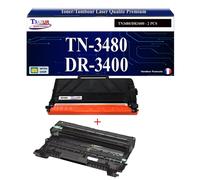 T3AZUR- Kit Tambour+Toner compatibles avec Brother TN3480, DR3400 pour Brother HL-L5000D, HL-L5100DN, HL-L5100DNT, HL-L5100DNTT, HL-L5200DW, HL-L5200DWT, HL-L6250DN- 8 000 pages