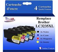 T3AZUR Lot de 4 Cartouches compatibles avec Brother LC3235 XL pour Brother DCP-J1100DW, MFC-J1300DW Noir, Cyan, Magenta, Jaune