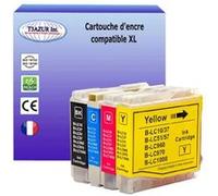 T3AZUR- Lot de 4 Cartouches compatibles avec Brother LC1000 XL pour Brother MFC440CN, MFC460CN, MFC465CN, MFC480CN Noir, Cyan, Magenta, Jaune G