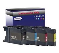 T3AZUR -Lot de 4 Cartouches compatibles avec Brother LC1240 / LC1280 XL pour Brother MFC-J430W, MFC-J5910DW, MFC-J625DW Noir, Cyan, Magenta, Jaune G