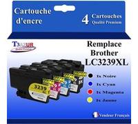 T3AZUR - Lot de 4 Cartouches compatibles avec Brother MFC-J5945DW, MFC-J6945DW, MFC-J6947DW, LC3239XL (LC-3239 XL)
