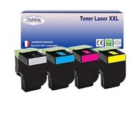 Lot de 4 Toners compatibles avec Lexmark CX510de, CX510dhe, CX510dthe (Noir+Couleur)