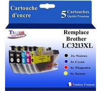T3AZUR - Lot de 5 Cartouches compatibles avec Brother DCP-J497DW, DCP-J572DW, DCP-J772DNW, DCP-J772DW, DCP-J774DW, LC3213, LC3213XL (Noir et Couleur) G