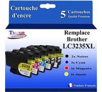 T3AZUR Lot de 5 Cartouches compatibles avec Brother LC3235 XL pour Brother DCP-J1100DW, MFC-J1300DW Noir, Cyan, Magenta, Jaune G