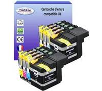 T3AZUR Lot de 8 Cartouches compatibles avec Brother LC129XL, LC125XL pour Brother MFC-J6520DW,MFC-J6720DW Noir, Cyan, Magenta, Jaune G