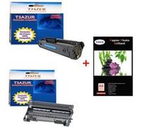 T3AZUR - Toner+Tambour compatible Brother FAX8360P / FAX8750P / FAX8770P+ Pack 20 papiers photos A6 230gr Tambour G