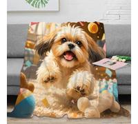 T3F9C1J7U Plaid Microfibre Chien 3D Toucher Polaire déco Salon Chambre | 40x50inchdouceur microfibre chaleur légère canapé déco animal cadeau jeté lit entretien facile
