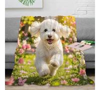 T3F9C1J7U Plaid Microfibre imprimé 3D Chien Doux Polaire déco canapé lit | 80×90inchtoucher peluche microfibre chaleur légère entretien facile salon chambre