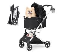 T4 Trottinette pliable pour chiens et chats de petite et moyenne taille, noire